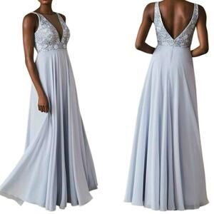 JENNY YOO x Anthropologie BHLDN Kinsley Dress Whisper Blue Gown Formal - 12 NWT